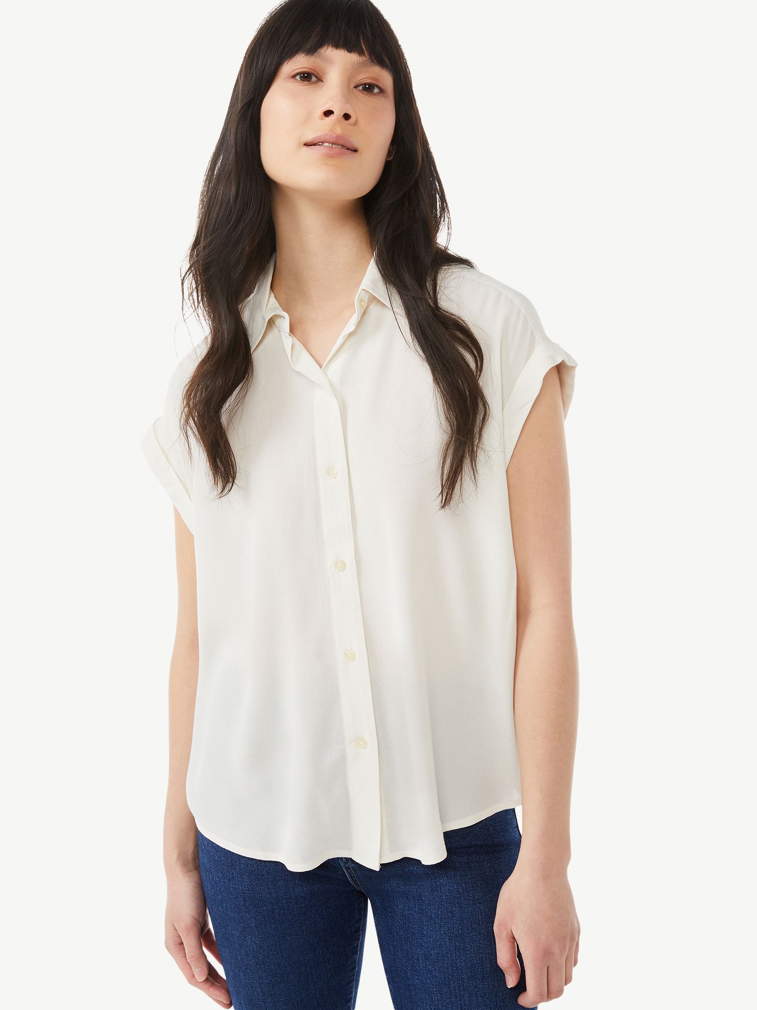 Free Assembly Women's Short Sleeve Button-Down Shirt - Walmart.com | Walmart (US)