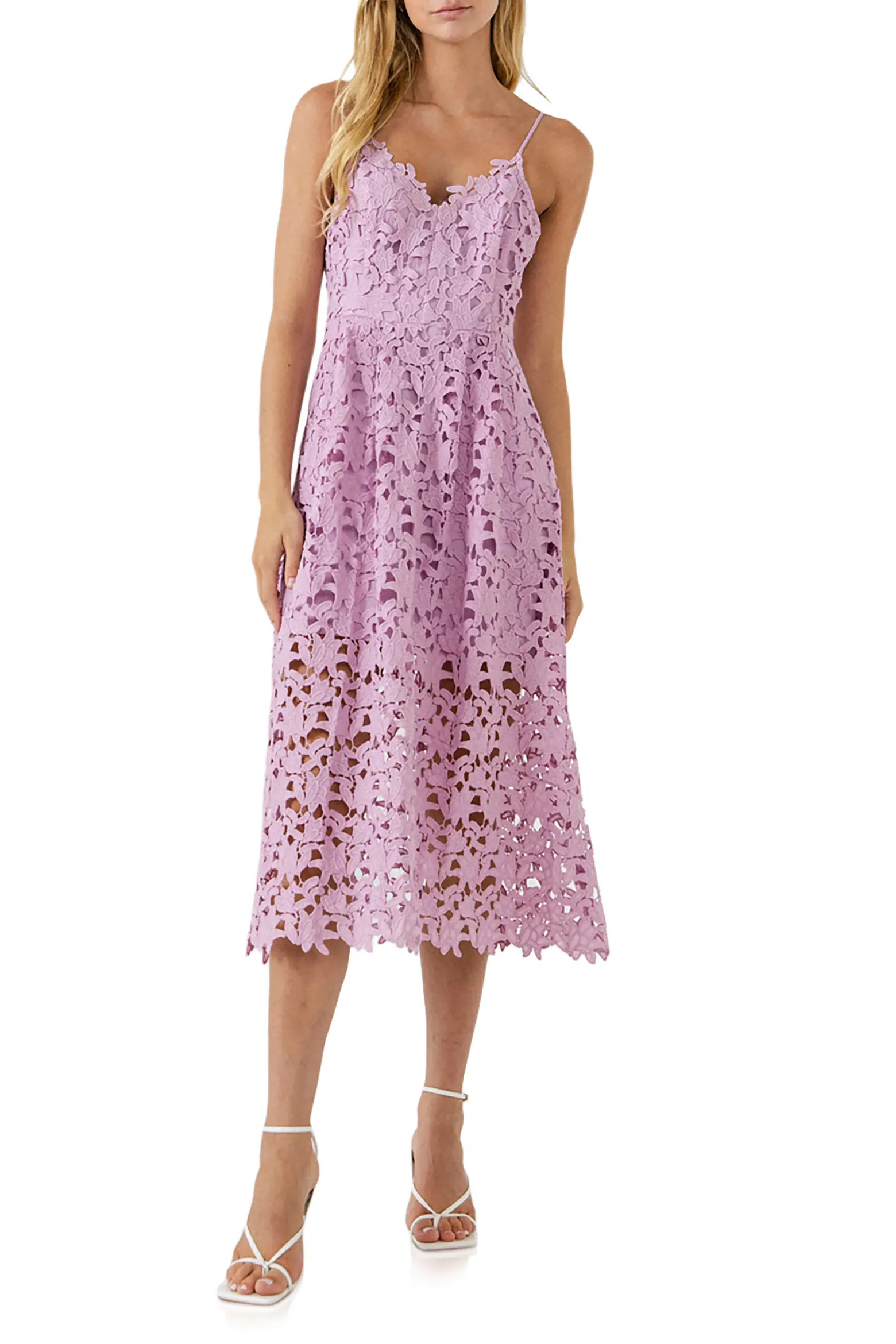 Lace Spaghetti Strap Midi Dress (Women) | Nordstrom | Nordstrom