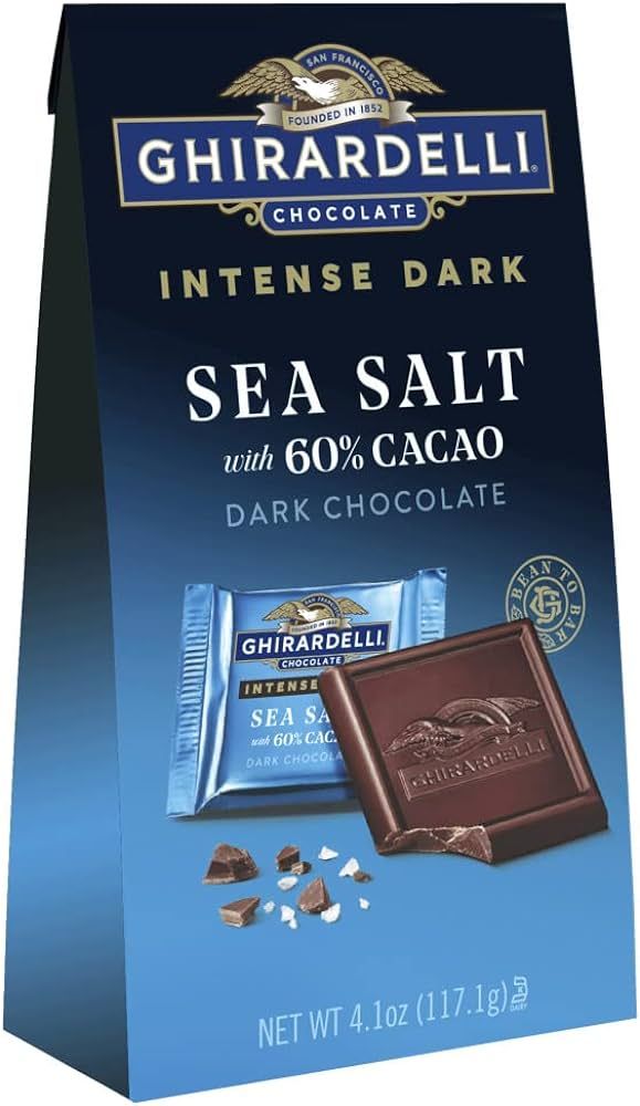 GHIRARDELLI Intense Dark Chocolate Squares, Sea Salt 60% Cacao, 4.1 Oz Bag | Amazon (US)