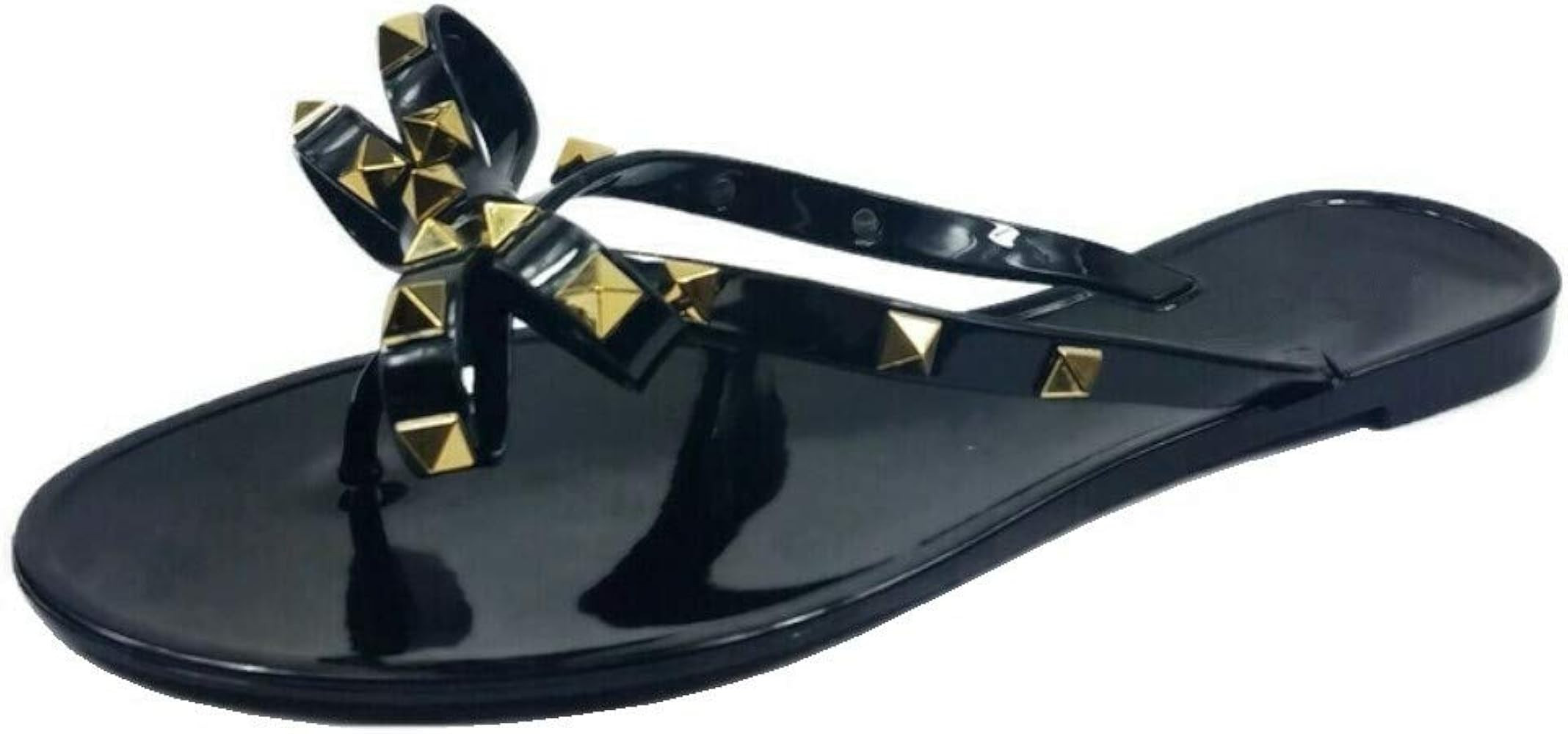 Womens Studded Flip Flops with Bow Open Toe Jelly Sandals | Amazon (US)