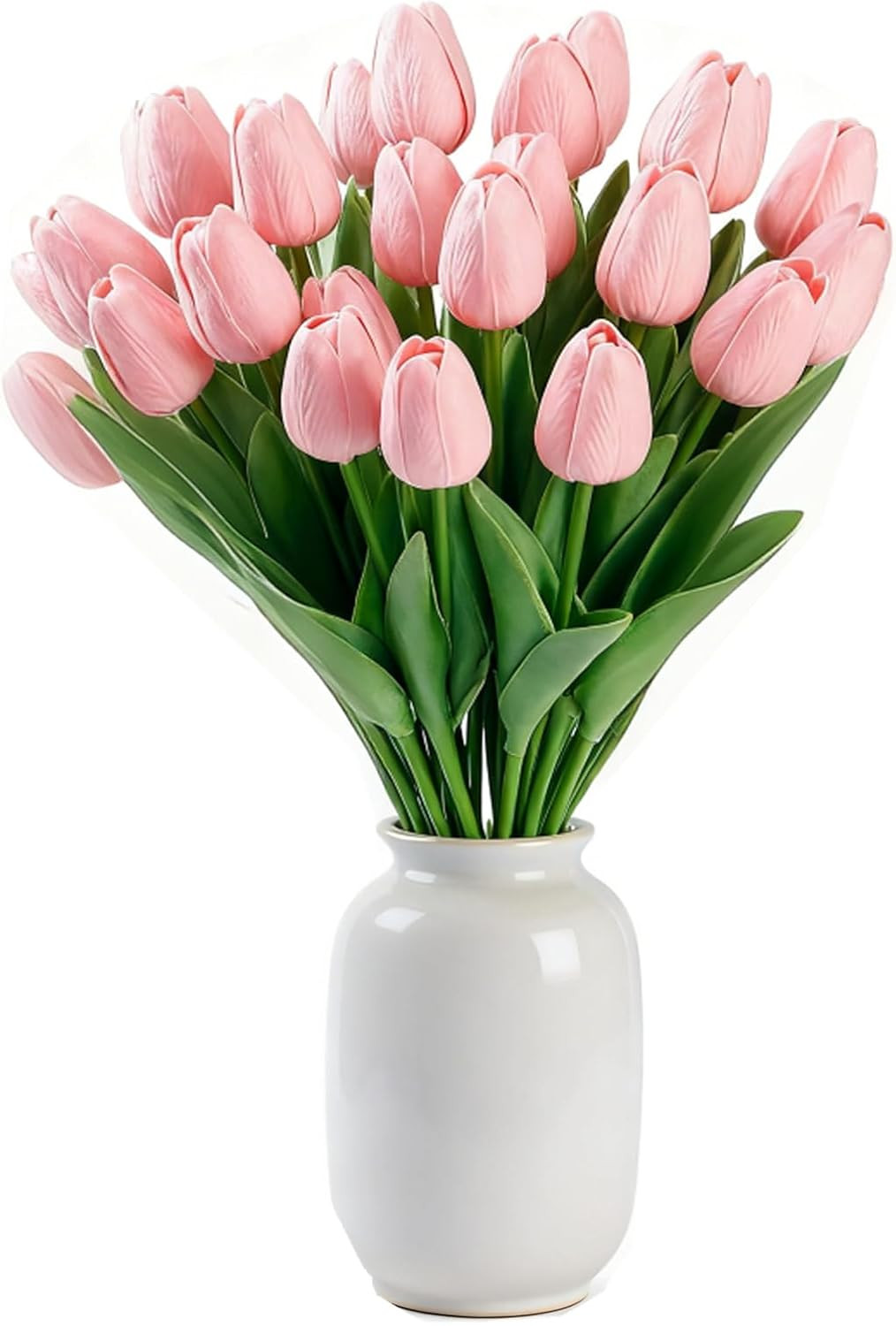 Pink Faux Tulips Real Touch (20 Pcs) - 13.5 Inch Premium PU Artificial Flowers for Valentine's Da... | Amazon (US)