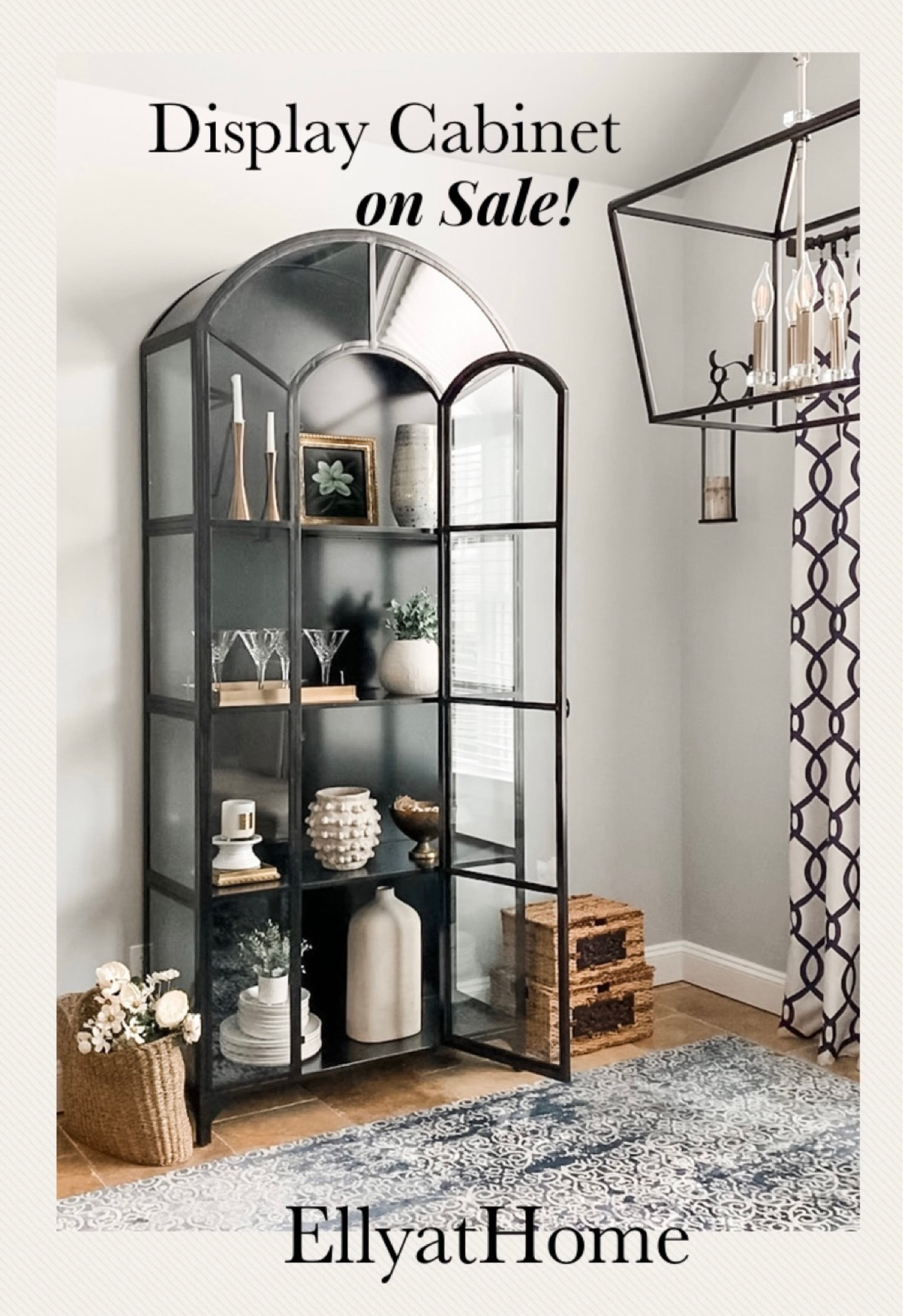 Black display cabinet 20% off at Lulu and Georgia ! Cressida Black Glass cabinet, or choose other black cabinets on sale, blue and white area rug on sale, elegant black lantern chandelier, blue and white curtain panels, black sconce set on sale, white vase, Minka vase on sale, framed artwork,, sconce set, Cosmo faux florals. Home decor accessories, interior styling, design. Anthropologie, Walmart, Etsy, Target, Amazon. Kirkland’s hom, McGee & Co


#LTKsalealert #LTKunder50 #LTKhome