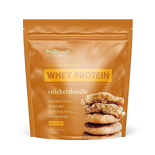 ProDough Gourmet Whey Isolate Hydrolized Protein Powder for Shake Mix- Easy Digest Enzyme Blend, 25g Protein per Serving, Natural Ingredients, Gluten Free, Keto Friendly (Snickerdoodle) | Amazon (US)