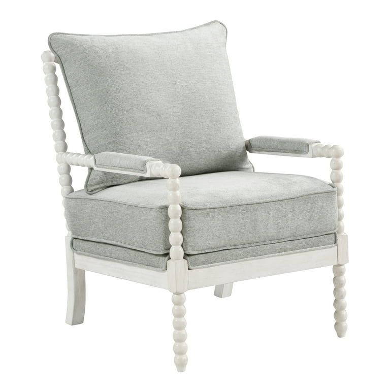 OSP Home Furnishings Kaylee Spindle Chair in Smoke Fabric with White Frame - Walmart.com | Walmart (US)