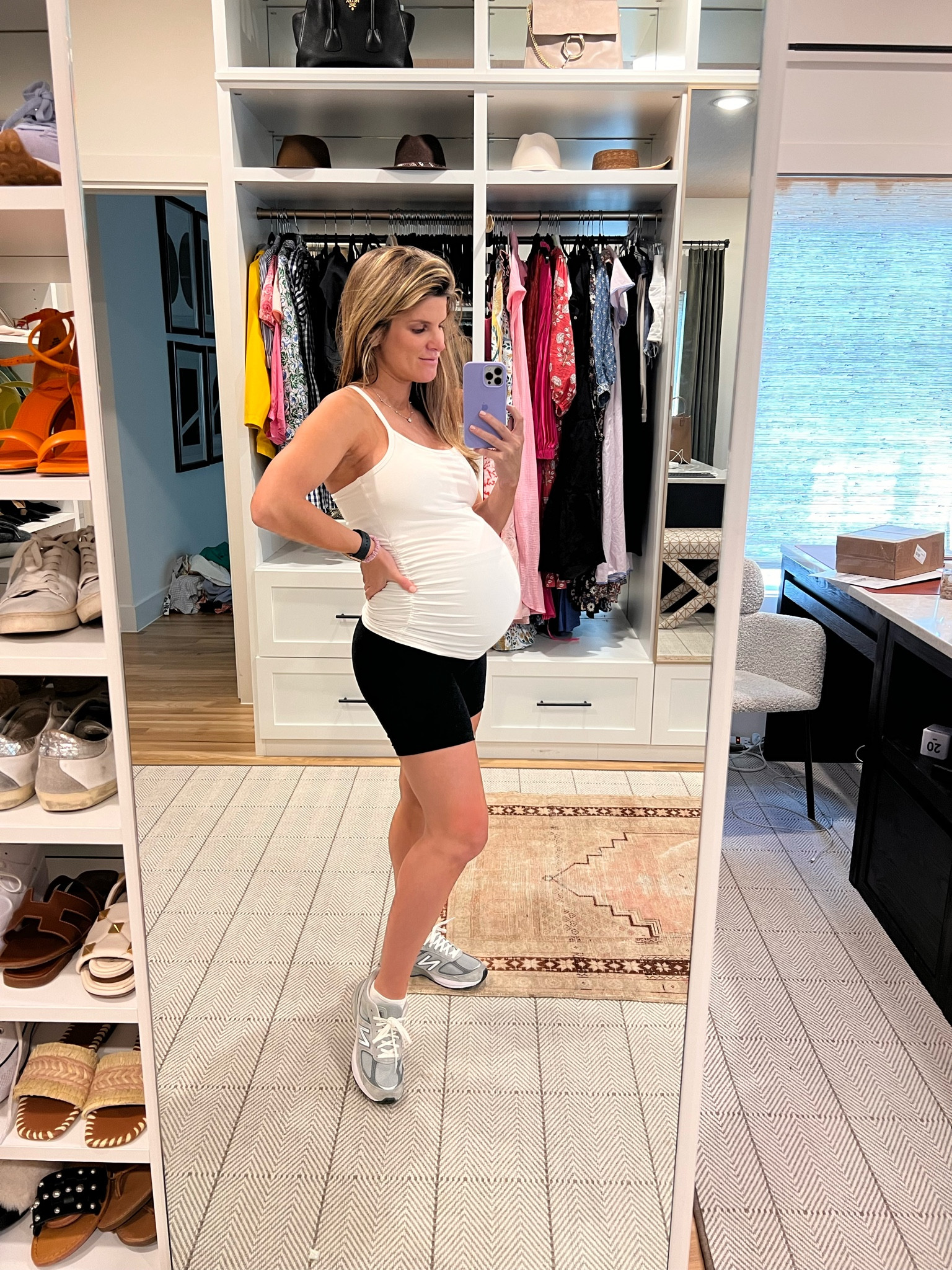 Third trimester workout outfit. Beyond yoga maternity top and bottoms (wearing M in top and S in bottom)