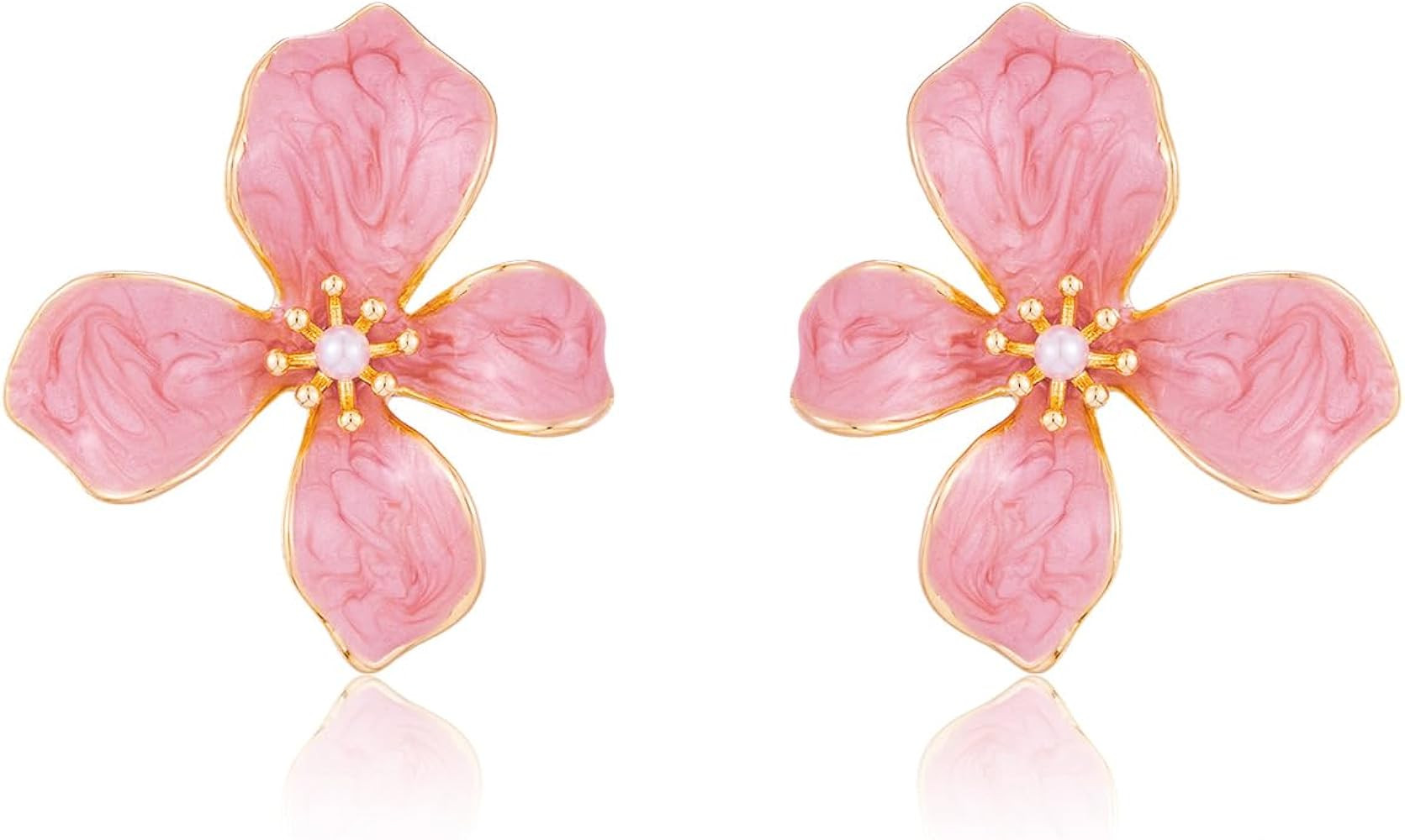 Pink Flower Earrings for Women White Floral Earring Big Statement Earrings for Women Large Purple... | Amazon (US)