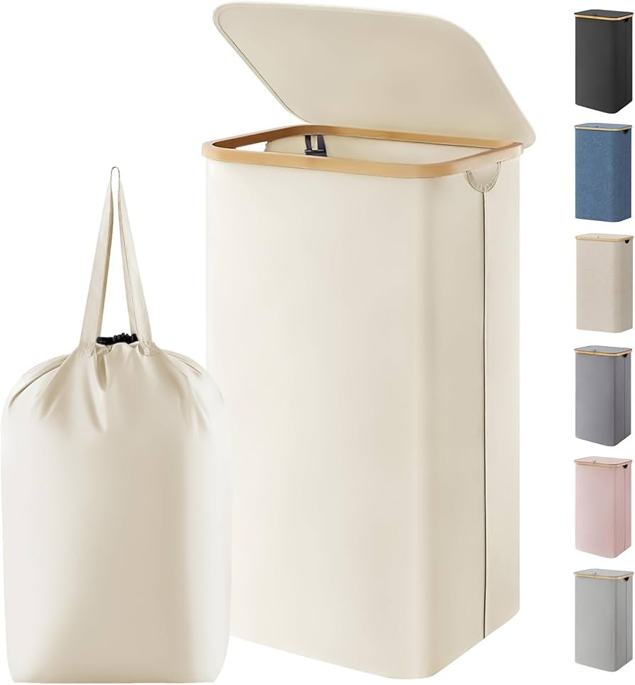 Lifewit 100L Laundry Basket with Lid, Clothes Hampers for Laundry with Bamboo Handles and 1 Remov... | Amazon (US)