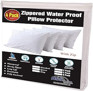 Niagara Sleep Solution 4 Pack Waterproof Pillow Protectors Queen 20x30 Inches Smooth Zipper Premi... | Amazon (US)