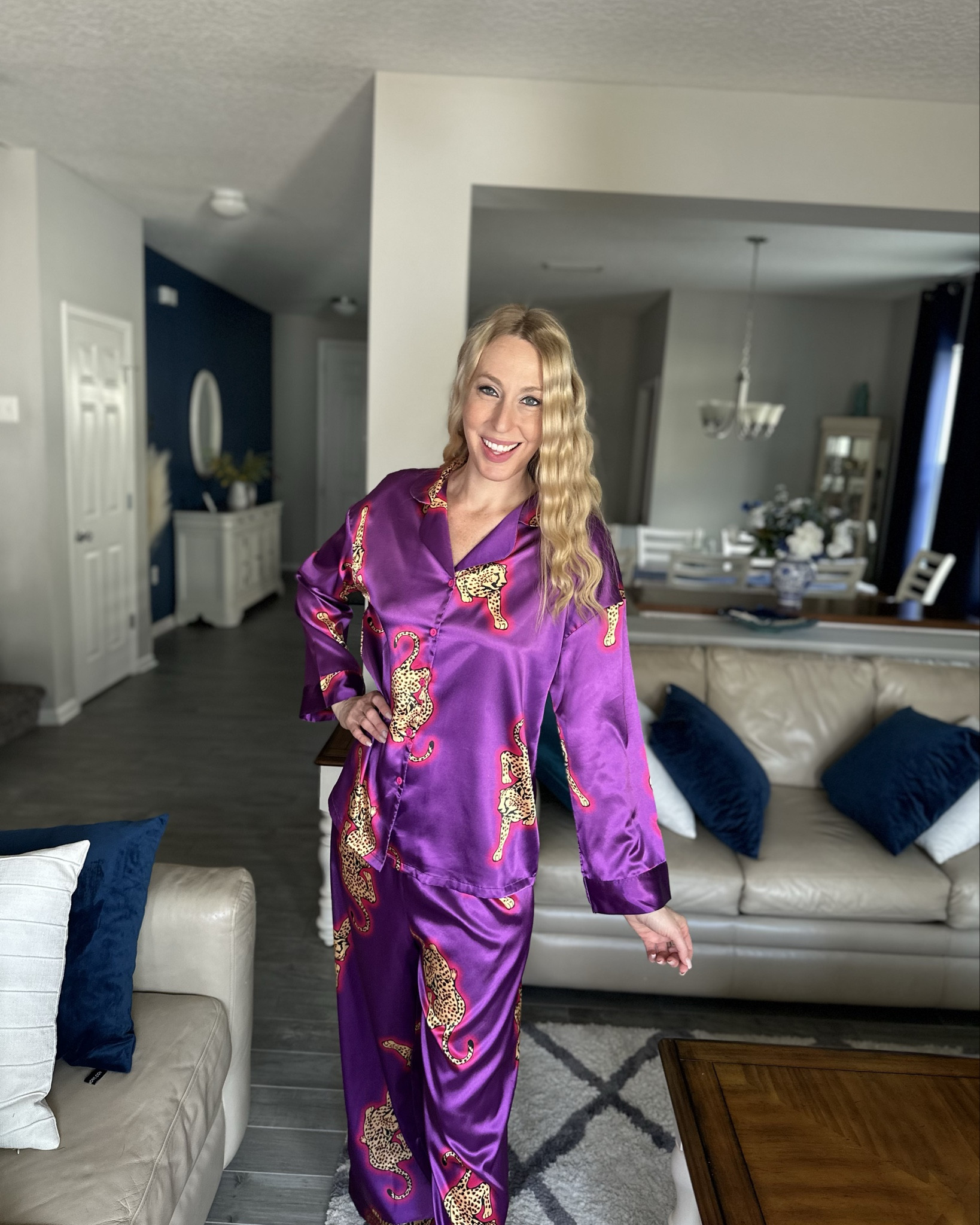 Satiny jaguar jammies 
💓these are so luxe and comfortable 
💓it has stretch in the waist but the rest does not 
💓 wearing size small, fits true to size and I am 5’10”
💓 SHEIN fashion, SHEIN under $50 find 


#LTKmorningroutine #LTKTall