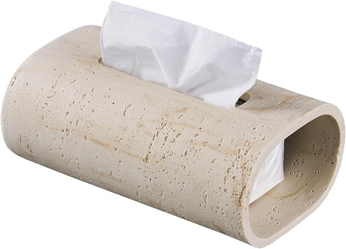 Natural Travertine Textures Tissue Box Holder Rectangle, Resin Facial Tissue Holder Cover, Decora... | Amazon (US)