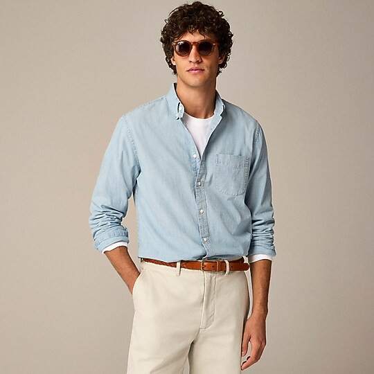 Organic cotton chambray shirt in one-year wash | J. Crew US