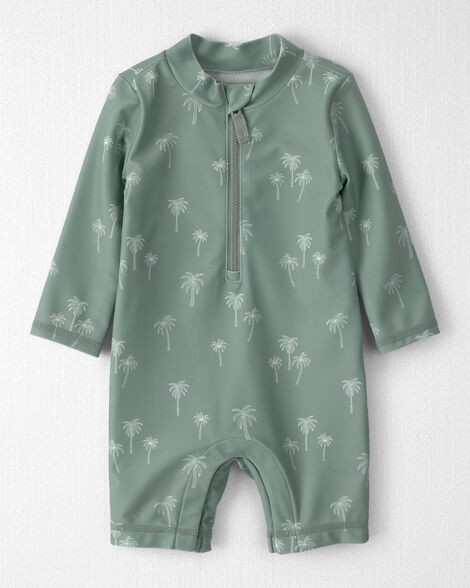 Baby Boy Recycled Long-Sleeve Rashguard Swimsuit in Palm Tree - Little Planet | Carter's | Carter's Inc