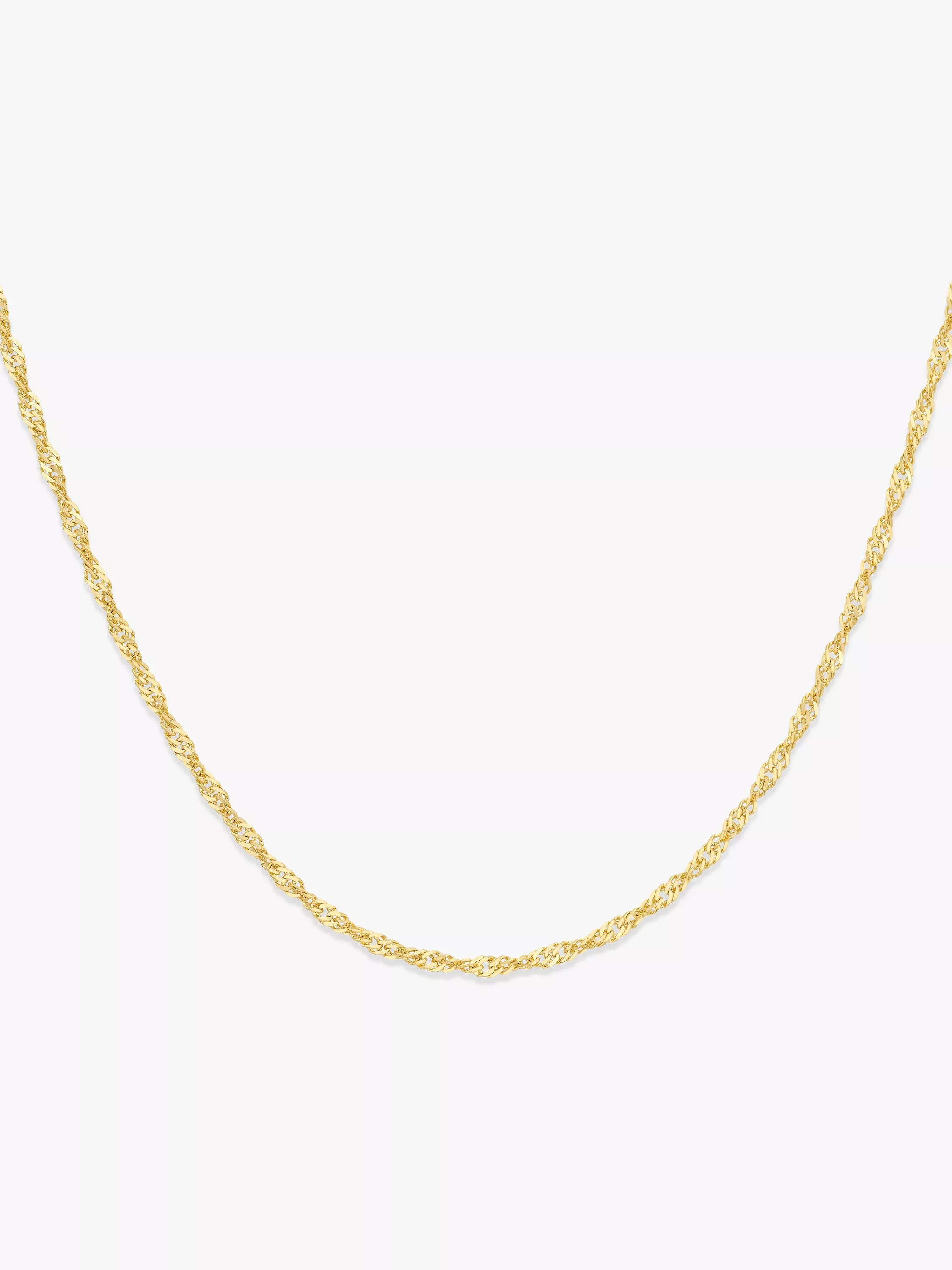 IBB 9ct Yellow Gold Long Twist Link Chain Necklace, Gold | John Lewis (UK)