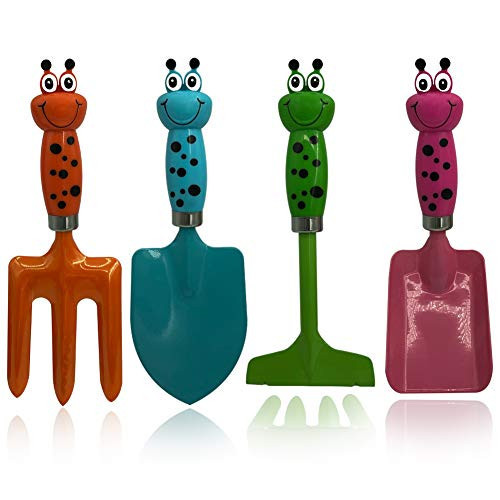 Kids Gardening Tools Set Metal for Kids Hand Shovel Mini Garden Tools for Kids, Safe Toy Gardening Tools for Soil Planting Digging Transplanting 4 Pieces | Amazon (US)