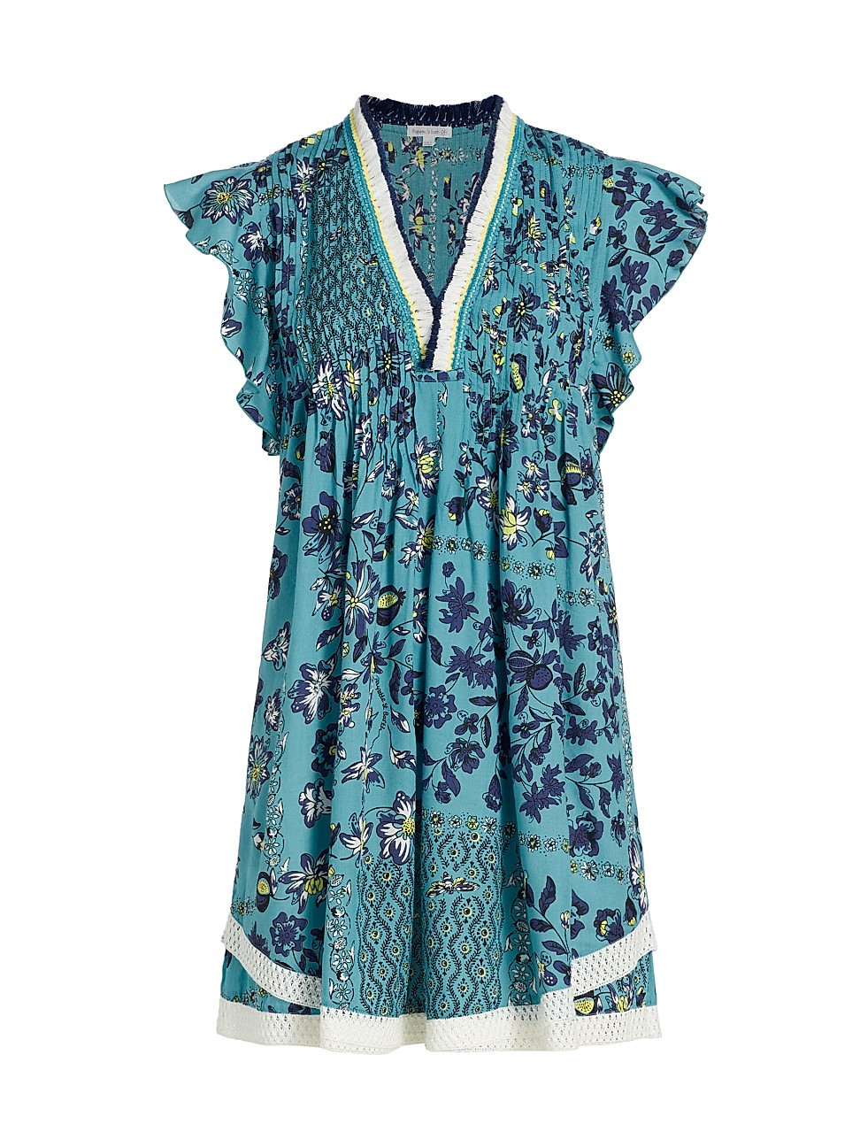 Women's Sasha Floral Ruffled Minidress - Sky Botanique - Size Small | Saks Fifth Avenue