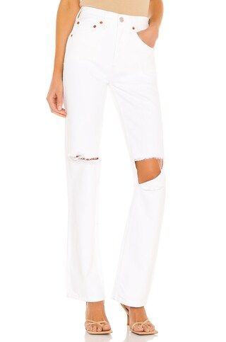 RE/DONE Originals 90s High Rise Loose in White With Rips from Revolve.com | Revolve Clothing (Global)