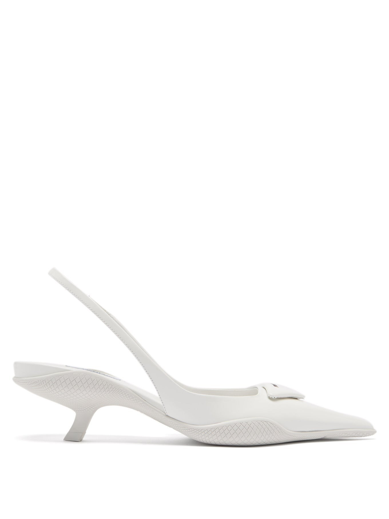 Triangle logo-plaque leather slingback pumps | Prada | Matches (UK)