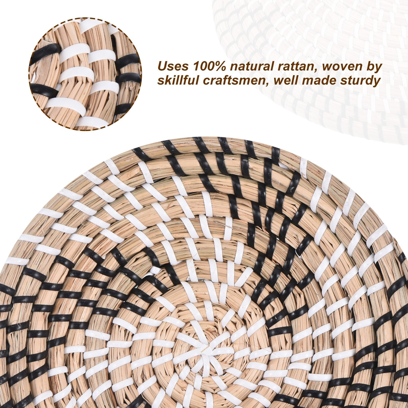 Hanging Woven Basket Wall Decor Decorative Round Wall Basket, 20cm - Style B - Brown | Bed Bath & Beyond