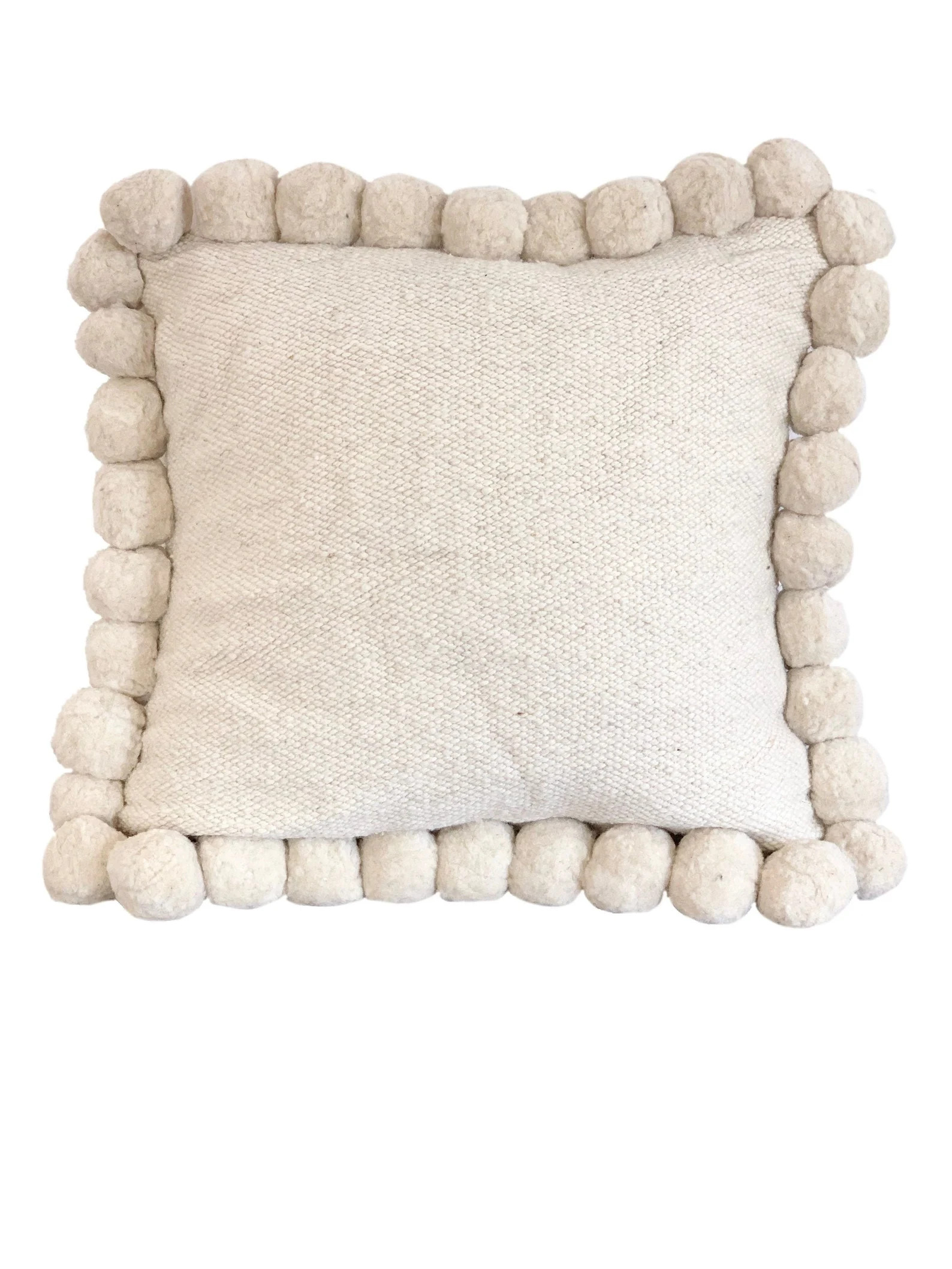 Black Boho Pom Pom Wool pillow cover - Ready to ship ! | Etsy (US)