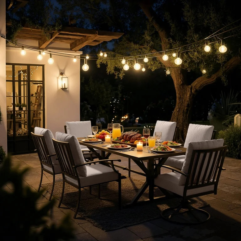 ALAULM 7 Pieces Patio Dining Set Outdoor Furniture with 2 Swivel Chairs and 4 Fixed Chairs, Large... | Walmart (US)