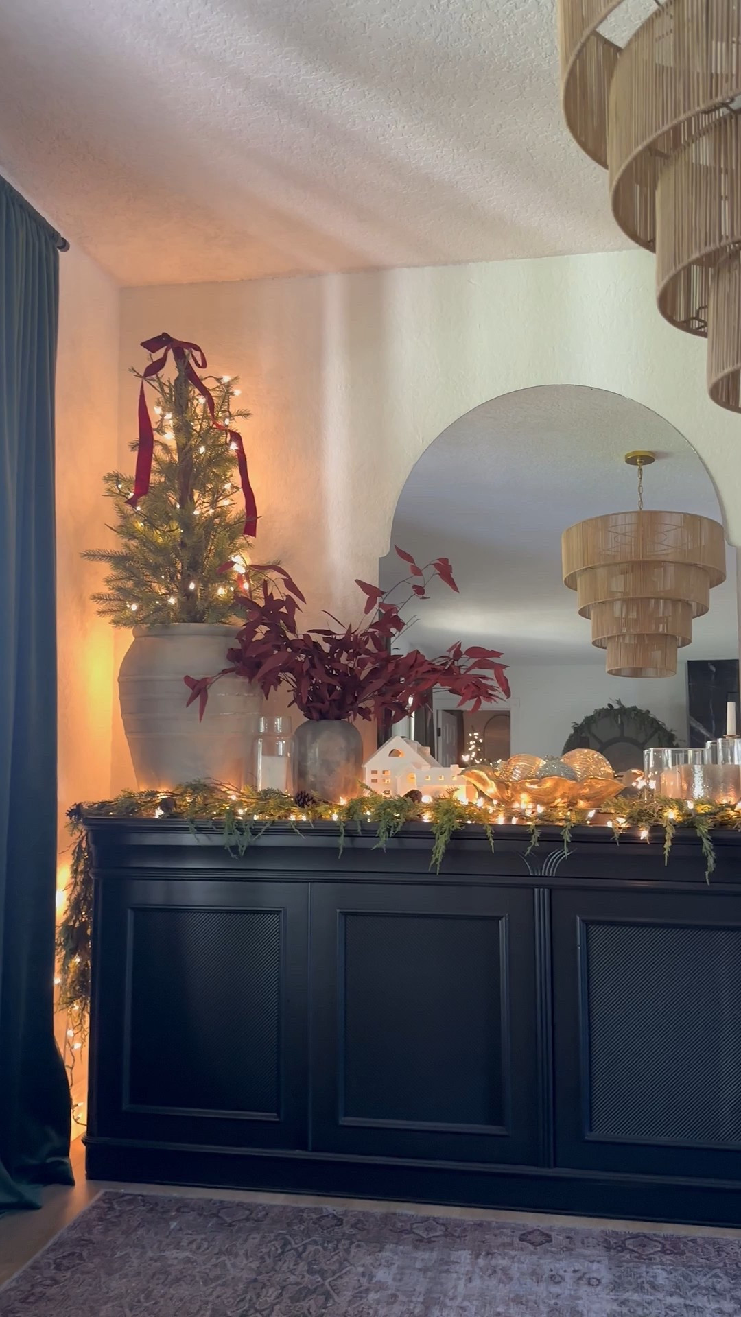 Dining room credenza cabinet decorated for Christmas! 🎄 

#LTKSaleAlert #LTKHoliday #LTKHome