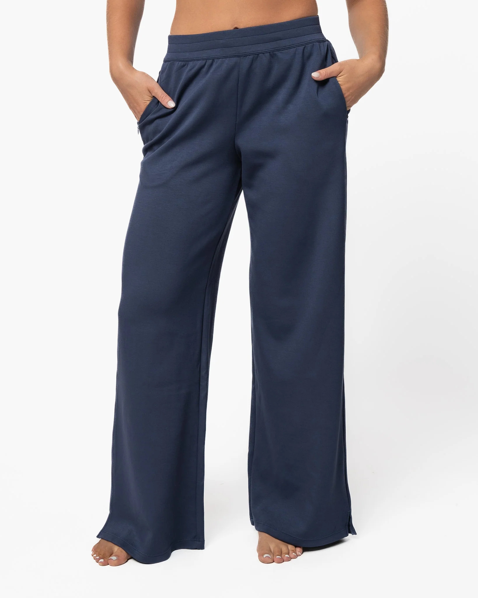 Soft Scuba Wide Leg Pant - Light Navy | Senita Athletics