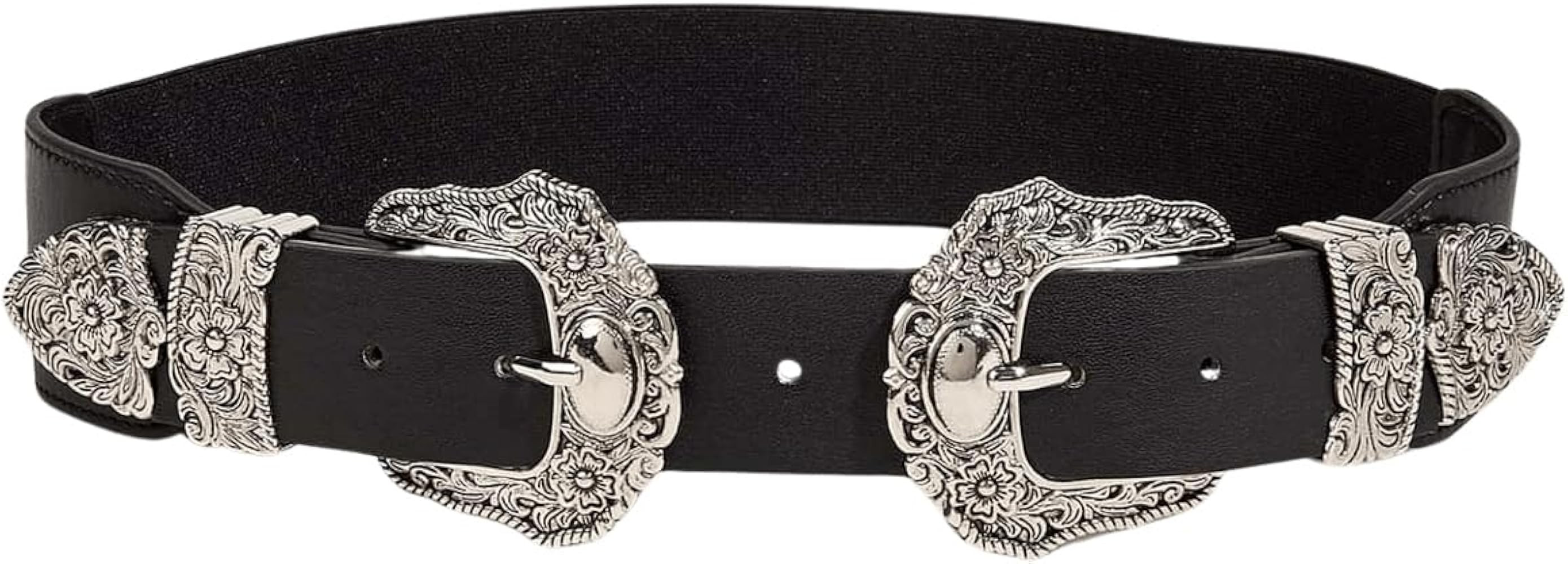 Women's Cowgirl Western Belts Double Bucket Embossed PU Leather Belts | Amazon (US)