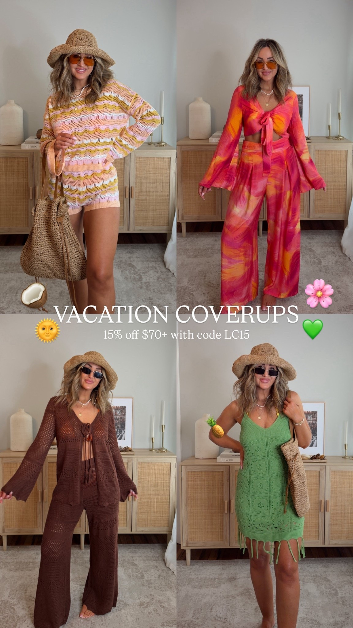 cupshe swim + coverup haul!! these colors + styles are so fun + flattering! i’m in a size M in almost everything. size S brown crochet top, size down in the green dress + size up in the striped crochet short set. 15% off $70+ with code LC15 cupshe, cupshexjjd, spring break, resort swim

#LTKSaleAlert #LTKTravel #LTKSwim