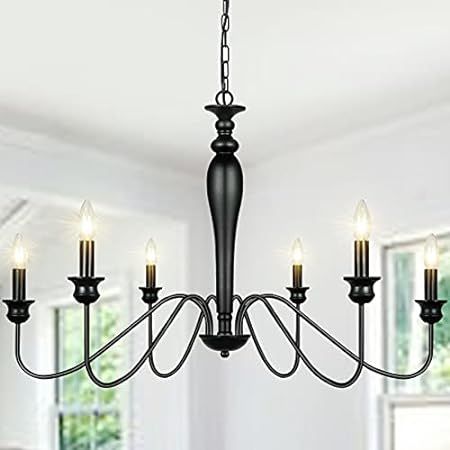 Chandeliers for Dining Room-Black Modern Rustic Dining Room Light Fixture, 6 Lights Classic Candle F | Amazon (US)