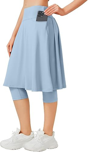 ANIVIVO Women Long Knee Length Skirted Leggings, Capris Leggings with Skirts High Waist | Amazon (US)