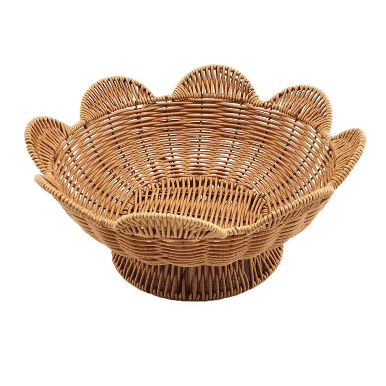 Large Woven Rattan Bowl, 12.2 Inch Natural Wicker Basket with Wavy Edge, Decorative Storage Bowl ... | Walmart (US)