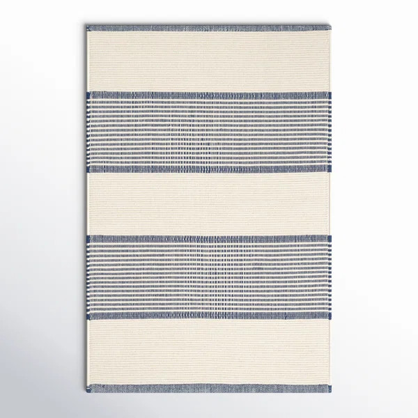 La Mirada Navy Handwoven Cotton Rug | Wayfair North America