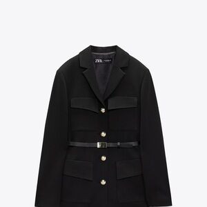 Zara Black Women's belted blazer | Poshmark