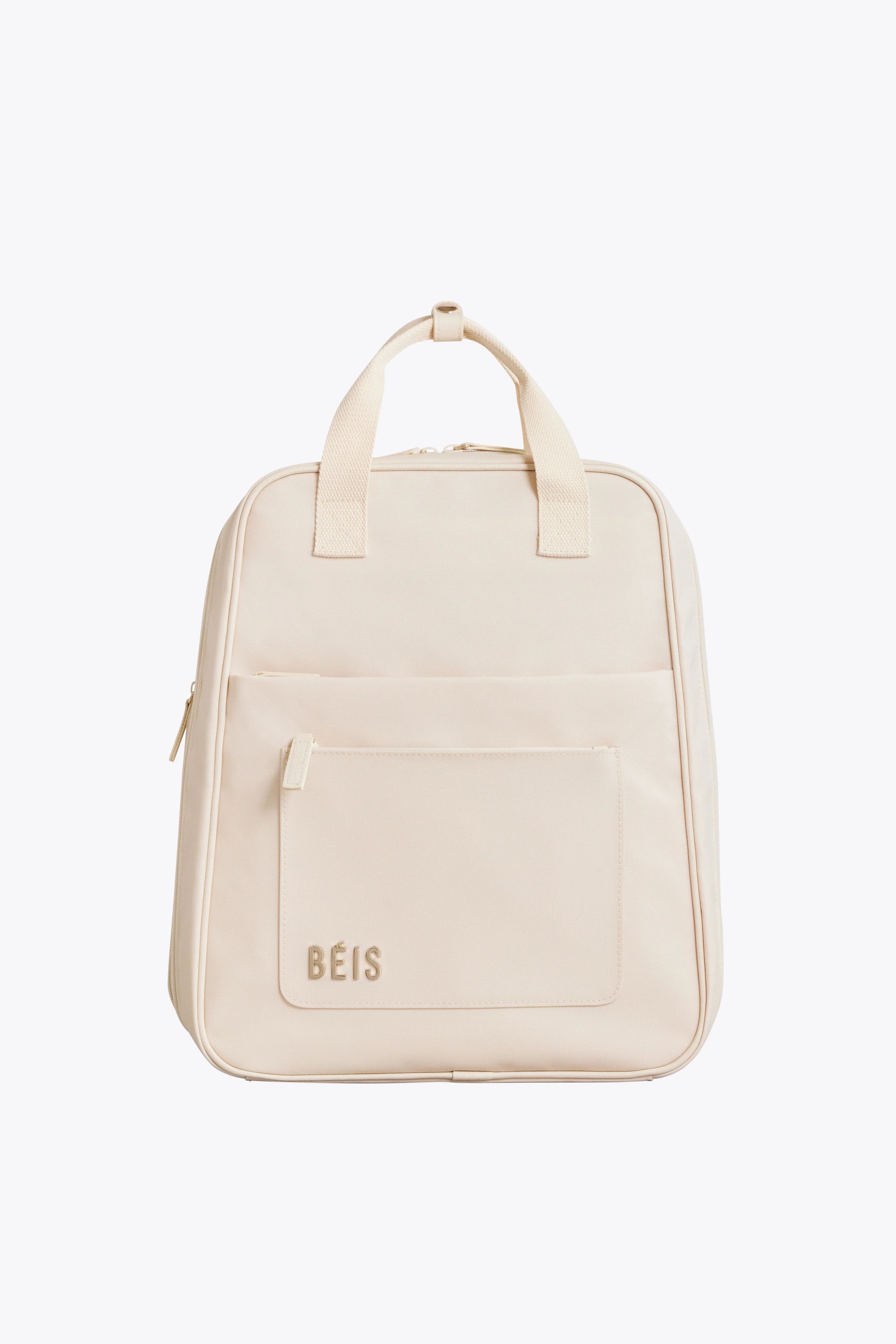BÉIS 'The Expandable Backpack' in Beige - Expandable Travel Backpacks | BÉIS Travel