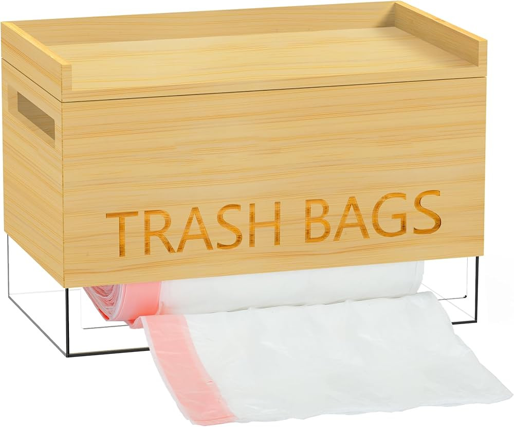 Extra Large Trash Bag Dispenser, Plastic Bag Holder with Bamboo, Wall Mount ＆ Free-standing Gar... | Amazon (US)