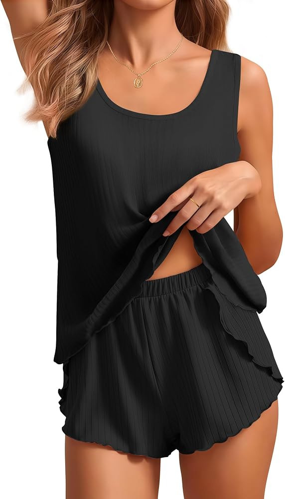 Ekouaer 2 Pieces Soft Womens Tank Top Pajamas Set | Amazon (US)
