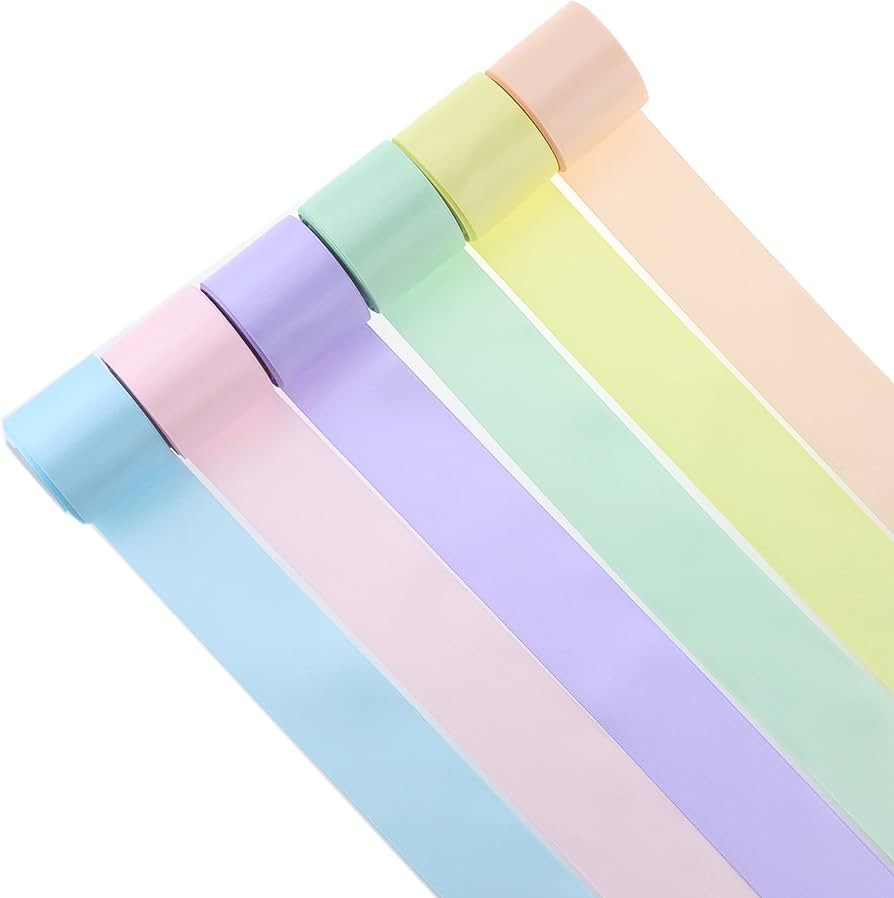 DINDOSAL Pastel Ribbon 1.5 Inch Pastel Rainbow Satin Ribbon Easter's Day Ribbon 6 Rolls Pastel Co... | Amazon (US)