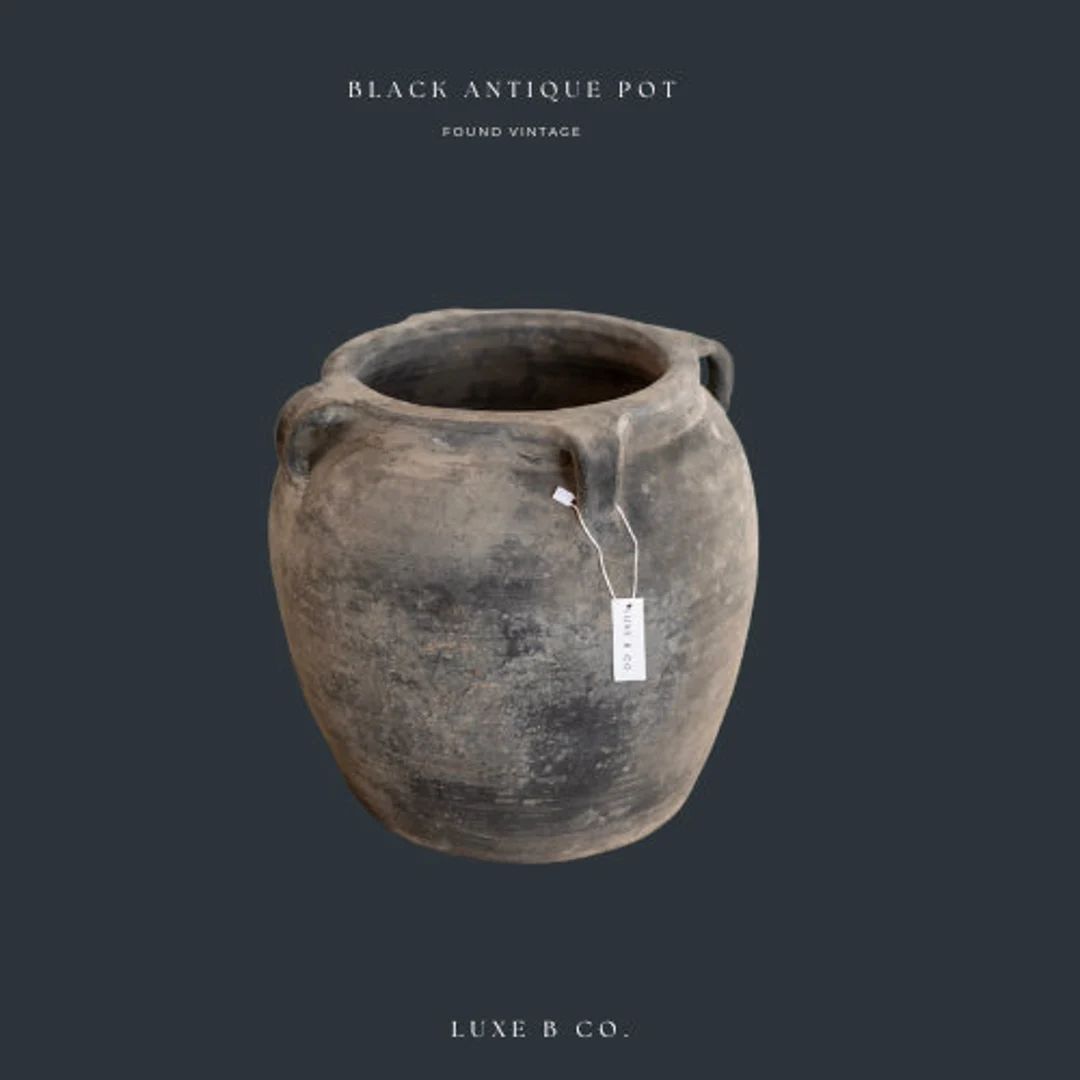 Atelier Vintage Found Black Grey Pot with Handles | Etsy (US)