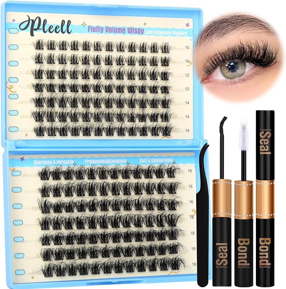 Lash Extension Kit Fluffy Eyelash Extension Kit Wispy Lash Clusters Kit with Lash Bond and Seal a... | Amazon (US)