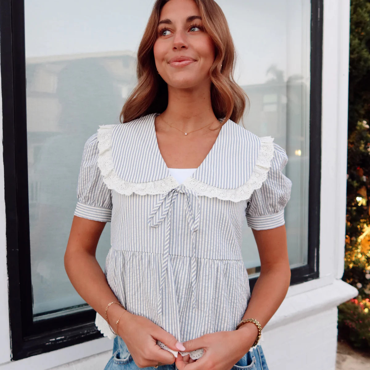 Stripe Sailor Top in Blue | Henly