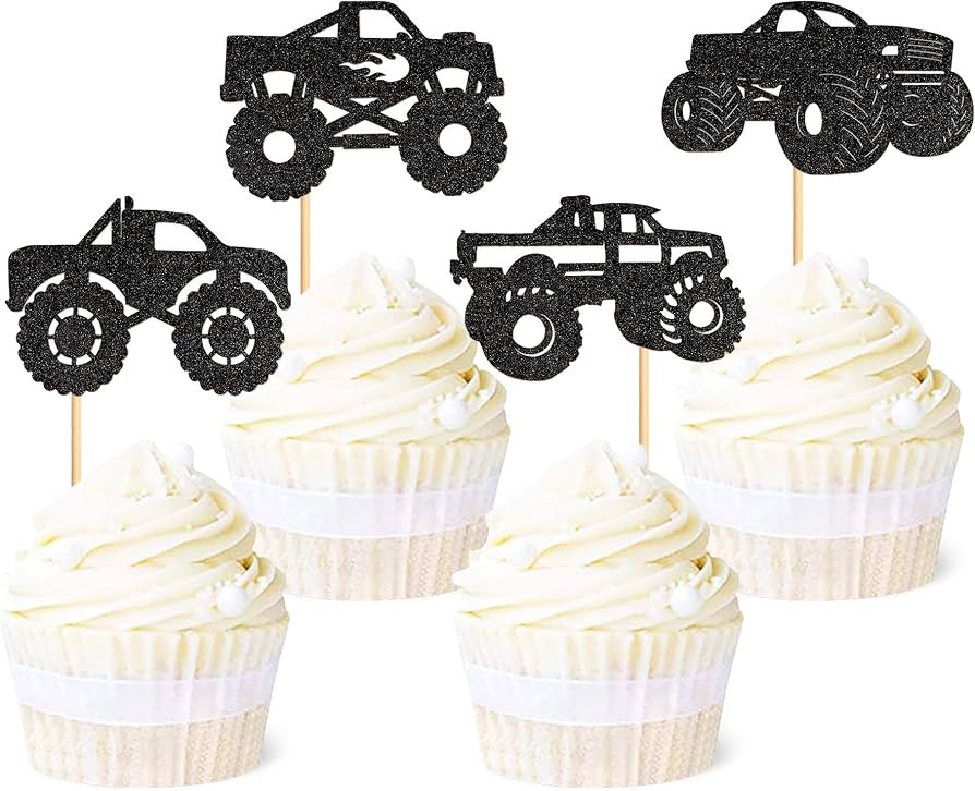 Ercadio 24 PCS Monster Truck Cupcake Toppers Picks Monster Truck Cake Decorations for Monster Car... | Amazon (US)