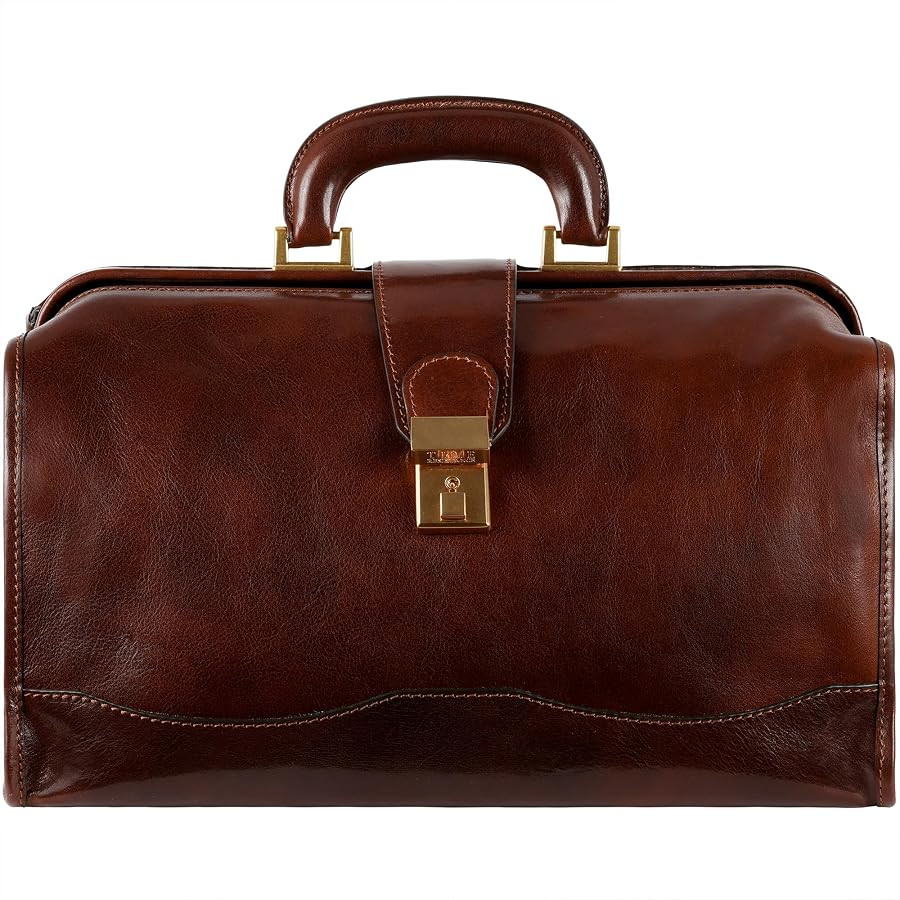 Time Resistance Leather Doctor Bag - Italian Handmade Medical Bag - Vintage Style Handbag - Real ... | Amazon (US)