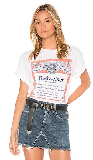 Junk Food Budweiser Label Tee in White. - size L (also in M, S, XS) | Revolve Clothing (Global)
