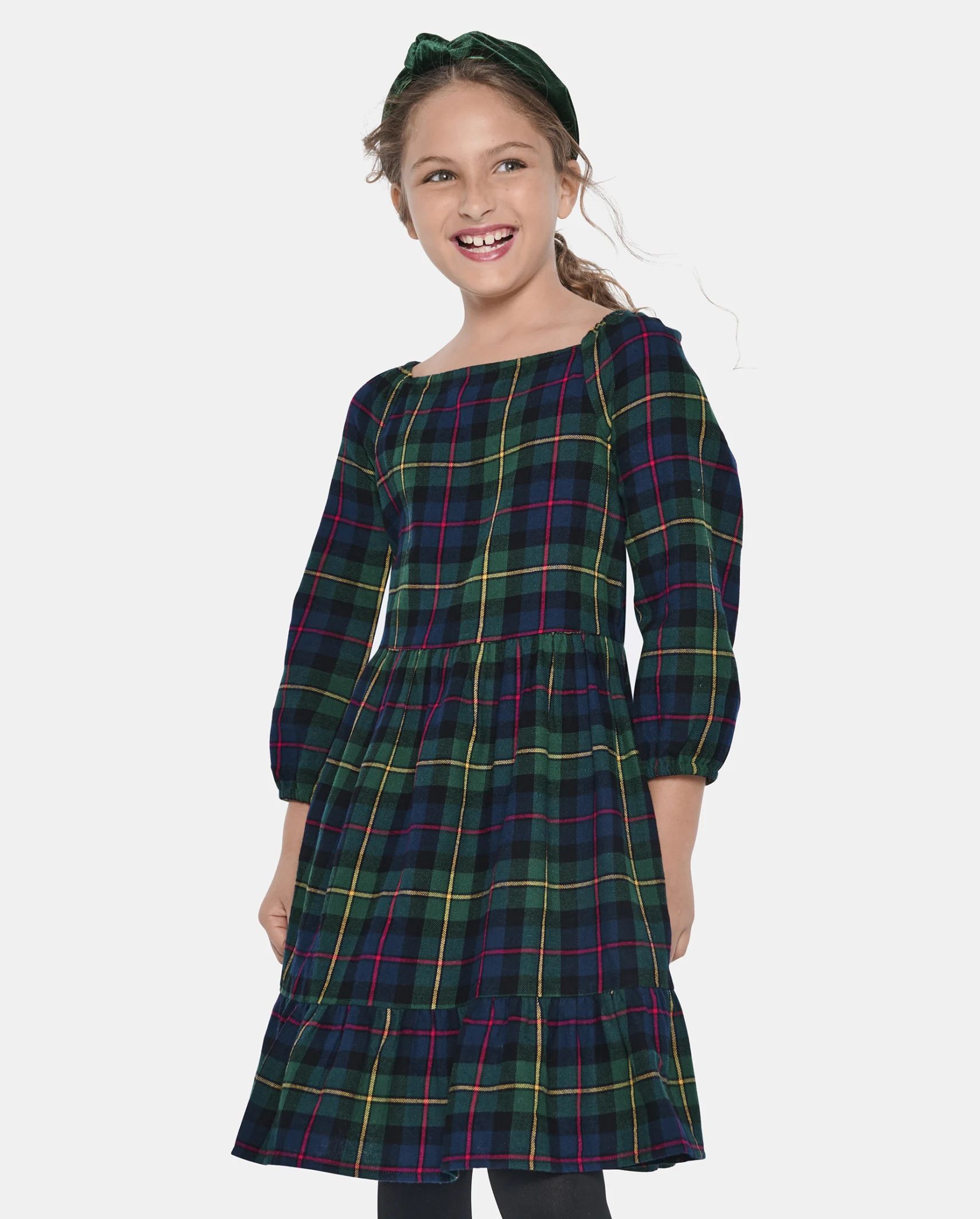 Girls Matching Family Plaid Flannel Tiered Dress - spruceshad | The Children's Place
