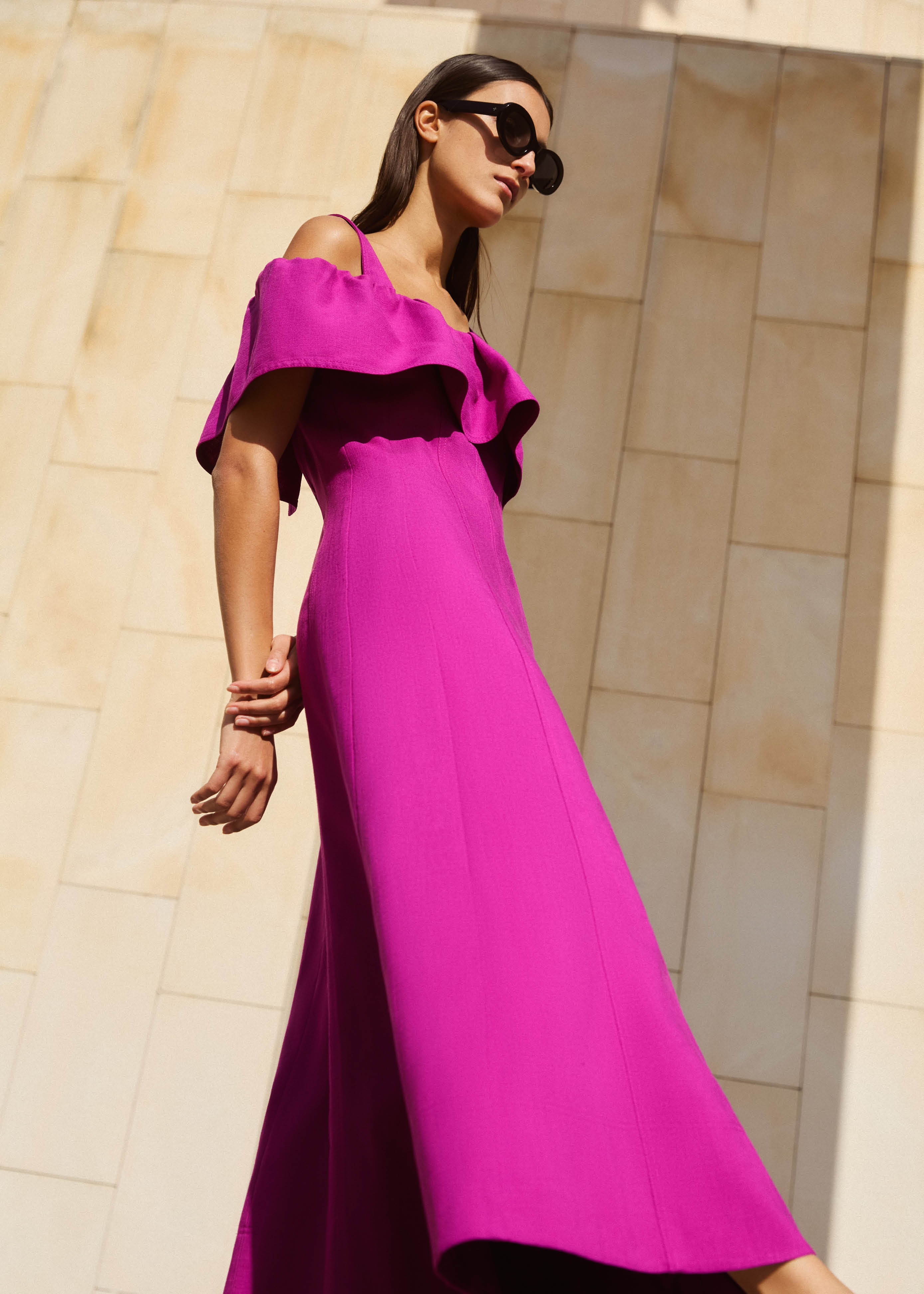 Women's Purple Statement Frill Maxi Dress | ME+EM | ME+EM US