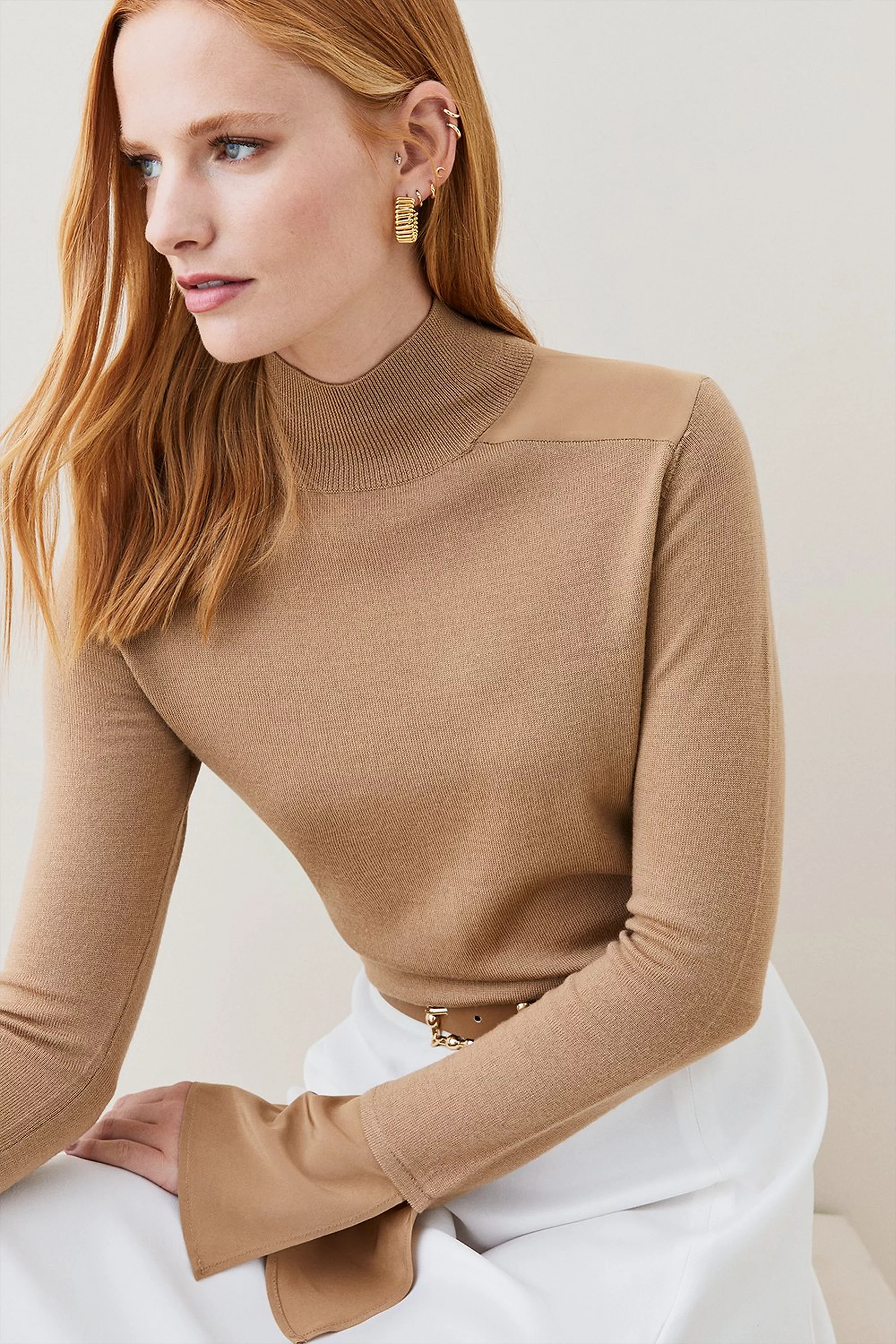 Silk Cuff Merino Knit Sweater | Karen Millen US