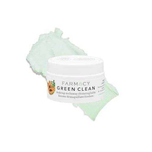 Farmacy Makeup Remover Cleansing Balm - Green Clean Waterproof Makeup Remover Balm + Oil Cleanser for Face - Gently Melts Make Up + SPF - Hydrates + Softens Skin with Super Greens + Papaya (12ml) | Amazon (US)