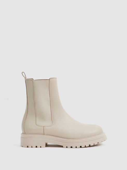 Leather Pull On Chelsea Boots | Reiss UK