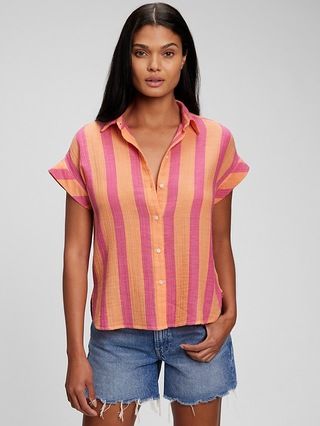 Crinkle Gauze Button-Front Shirt | Gap (US)