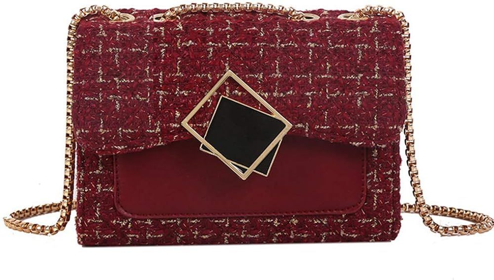 Small Evening Bags for Women Crossbody Bag Party Chain Shoulder Evening Clutch Tweed Pu Purse Bag | Amazon (US)